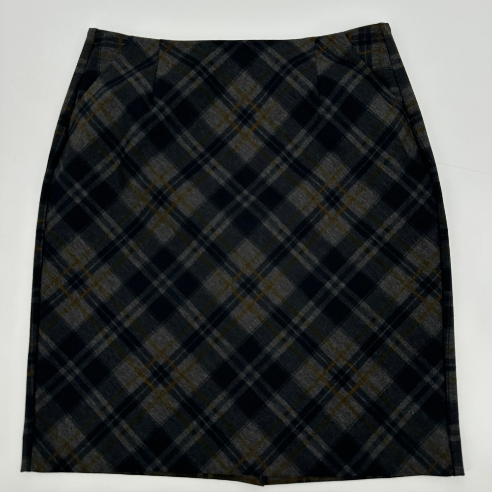 Cabi Plaid Pencil Skirt Size‎ 6 Black Gray Career Office Professional